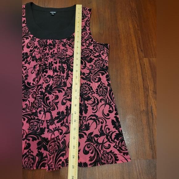 Rafaella Womens Medium Blouse Sleeveless Pink And Black Pintuck Baroque Print - Picture 8 of 8
